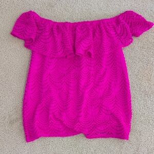 Lilly Pulitzer Vibrant Pink Off-Shoulder Blouse